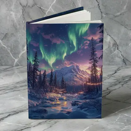 Northern Lights Winter Forest Mountain Night