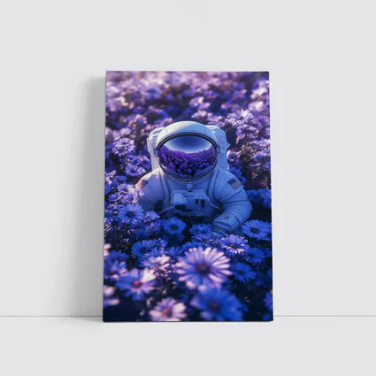 Astronaut Resting In Purple Flower Field
