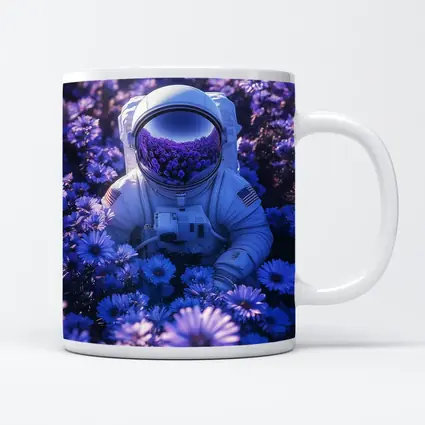 Astronaut Resting In Purple Flower Field