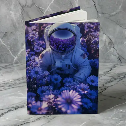 Astronaut Resting In Purple Flower Field