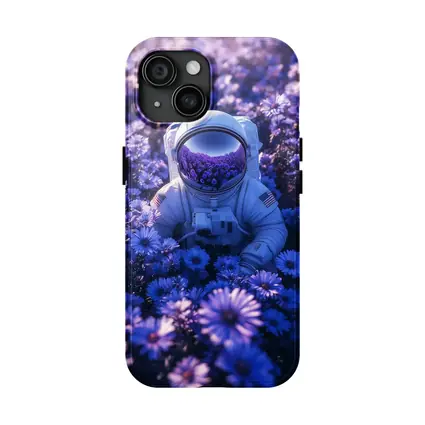 Astronaut Resting In Purple Flower Field