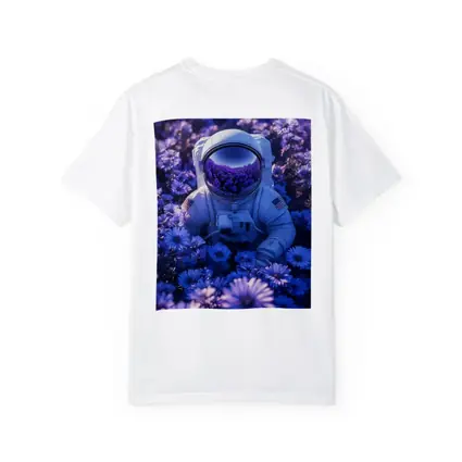 Astronaut Resting In Purple Flower Field