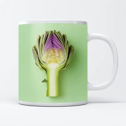 Artichoke Cross Section on Mint Green Background