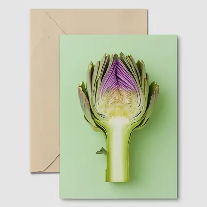 Artichoke Cross Section on Mint Green Background