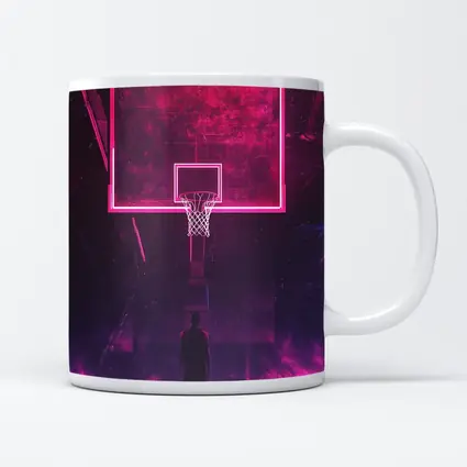 Neon Basketball Hoop Dark Court Night