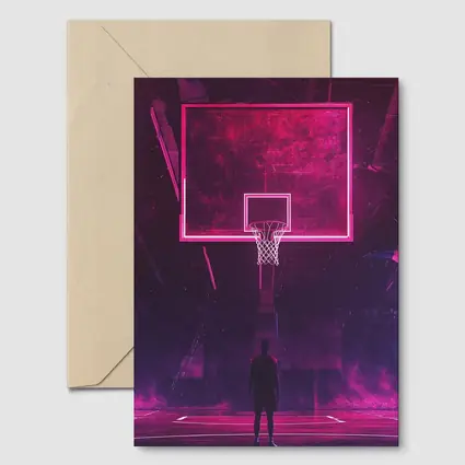 Neon Basketball Hoop Dark Court Night