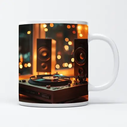 Vinyl Record Player Warm Bokeh Speakers