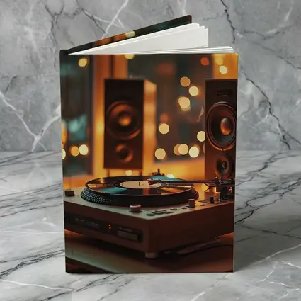 Vinyl Record Player Warm Bokeh Speakers