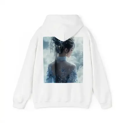 Chinese Fantasy Woman Blue Floral Dress Clouds