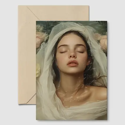 Woman Floating Among Pink Roses Water