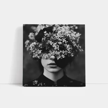 Woman Face Hidden Behind White Flowers