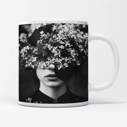 Woman Face Hidden Behind White Flowers