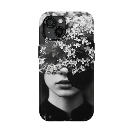 Woman Face Hidden Behind White Flowers