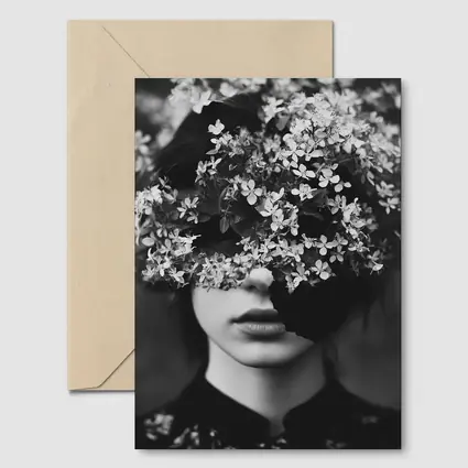 Woman Face Hidden Behind White Flowers