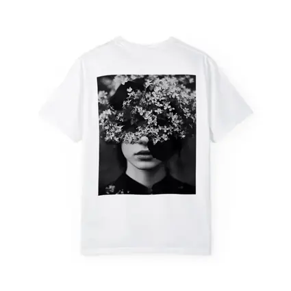 Woman Face Hidden Behind White Flowers