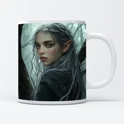 Elf Girl Silver Hair Misty Dark Forest