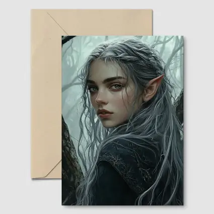 Elf Girl Silver Hair Misty Dark Forest