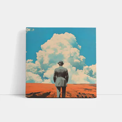 Man in Bowler Hat Desert Sky Collage