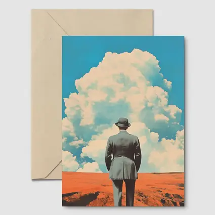 Man in Bowler Hat Desert Sky Collage
