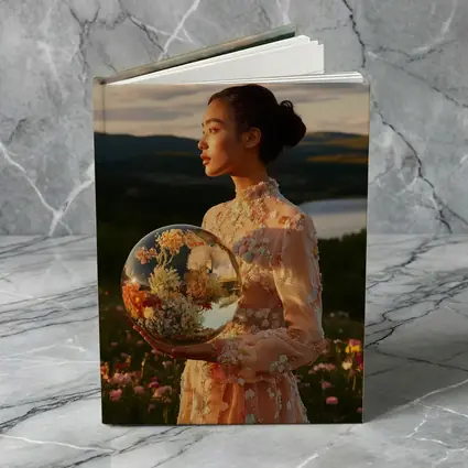 Woman Holding Flower Globe in Field