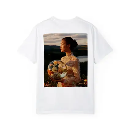 Woman Holding Flower Globe in Field