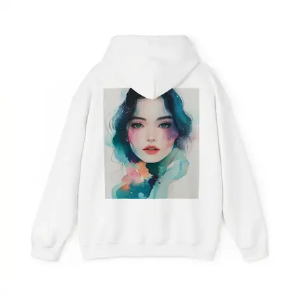 Watercolor Girl Portrait Blue Teal Galaxy