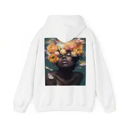 Black Woman Underwater Surrounded by Ranunculus Flowers