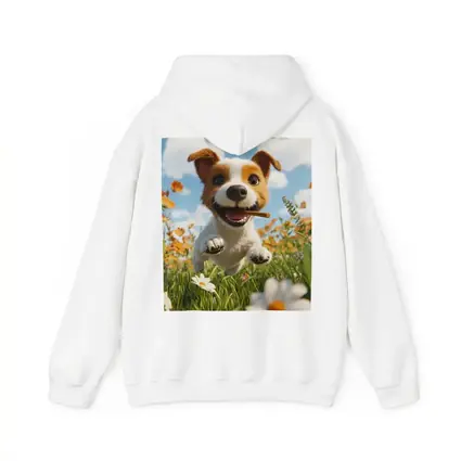 Cartoon Jack Russell Puppy Running Flower Field