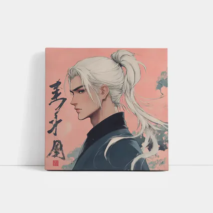 Anime Male White Hair Pink Background Art