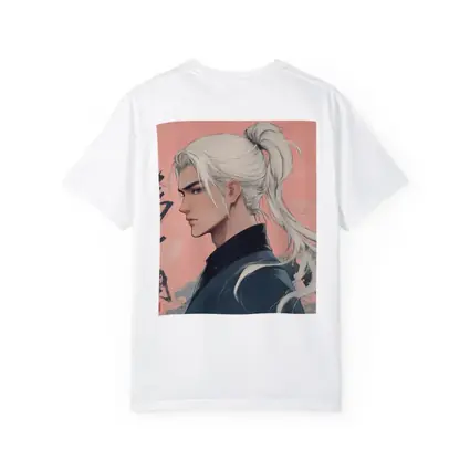 Anime Male White Hair Pink Background Art