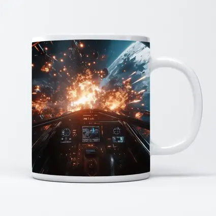 Space Fighter Cockpit Explosion Battle Scene