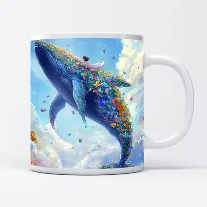 Fantasy Whale Covered In Flowers Sky
