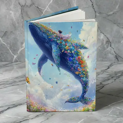 Fantasy Whale Covered In Flowers Sky