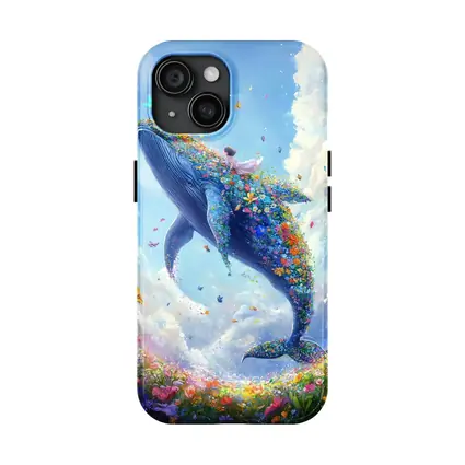 Fantasy Whale Covered In Flowers Sky