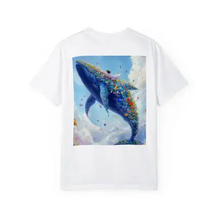 Fantasy Whale Covered In Flowers Sky