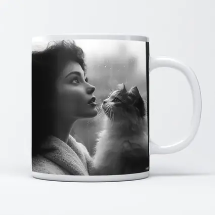 Woman and Cat by Rainy Window