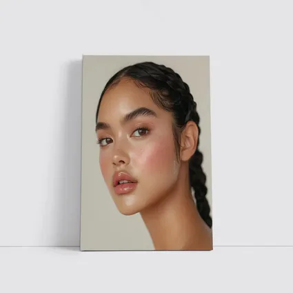 Young Woman Braids Glowy Makeup Portrait