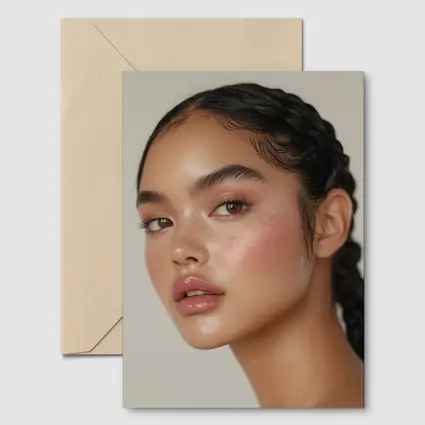 Young Woman Braids Glowy Makeup Portrait