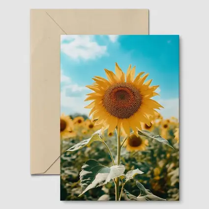 Sunflower Field Blue Sky Summer Day