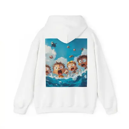 Cartoon Kids Shocked in Ocean Waves