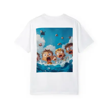 Cartoon Kids Shocked in Ocean Waves