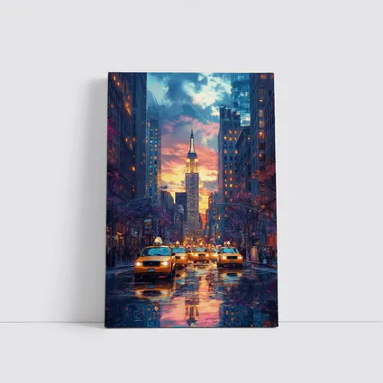 New York City Empire State Building Sunset Street
