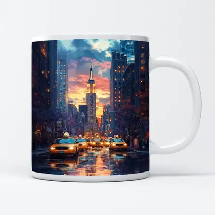 New York City Empire State Building Sunset Street