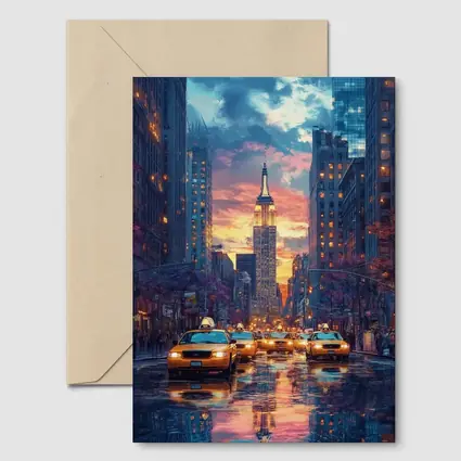 New York City Empire State Building Sunset Street
