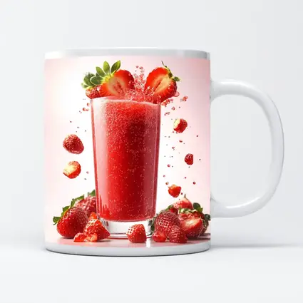 Fresh Strawberry Juice Glass Red Background