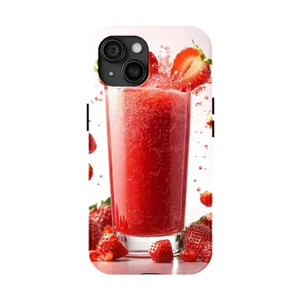 Fresh Strawberry Juice Glass Red Background