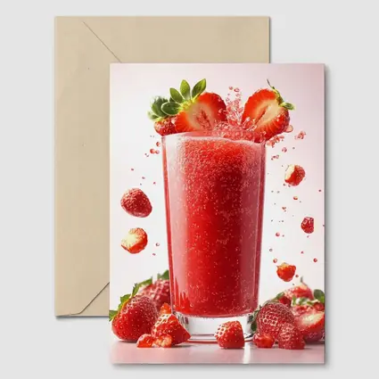 Fresh Strawberry Juice Glass Red Background