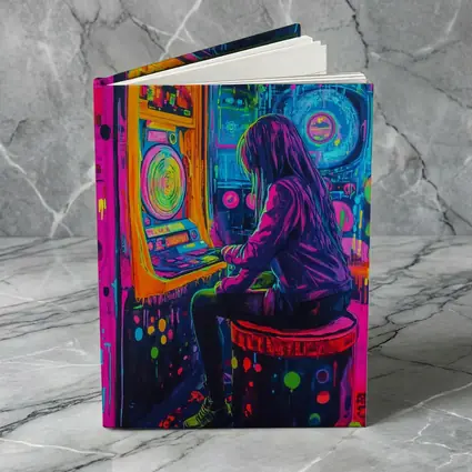 Neon Girl Playing Arcade Game Graffiti Art