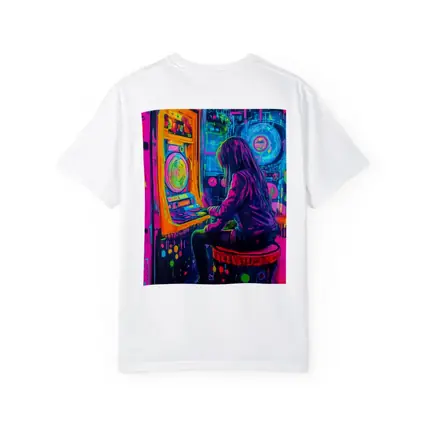 Neon Girl Playing Arcade Game Graffiti Art