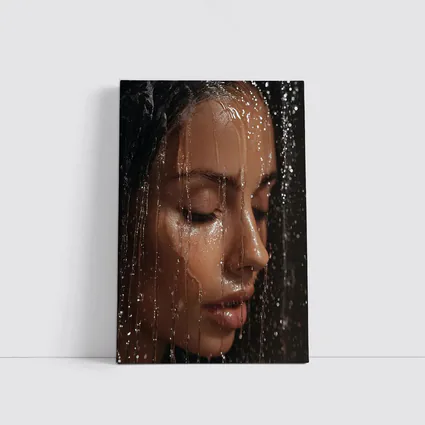 Woman Face Wet Water Drops Close Up